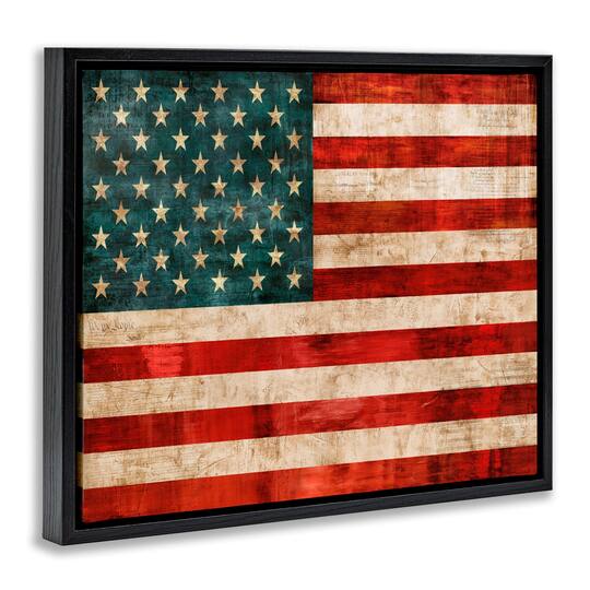 Stupell Industries US American Flag Rustic Pattern Floater Framed Art